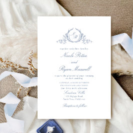 Elegant Dusty Blue Calligraphy Dusty Blue Bröllop Inbjudningar