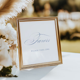 Elegant Dusty Blue Calligraphy Wedding Favands Poster