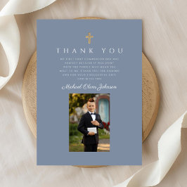 Elegant Dusty Blue Catholic Boy First Communion Tack Kort