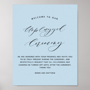 Elegant Dusty Blue Ceremony Bröllop-tecken utan pl Poster