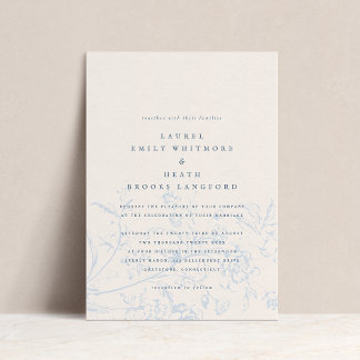 Elegant Dusty Blue Chinoiserie Blommigt Bröllop Inbjudningar