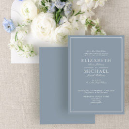 Elegant Dusty Blue Classic Bröllop Inbjudningar