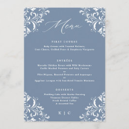 Elegant Dusty Blue Classic Bröllop Menu Meny