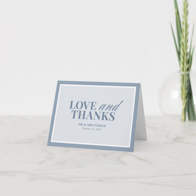 Elegant Dusty Blue | Classic Luxe Wedding Tack Kort (Framsida)