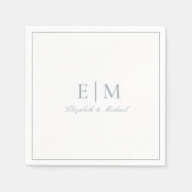 Elegant Dusty Blue Classic Script Monogram Bröllop