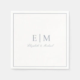 Elegant Dusty Blue Classic Script Monogram Bröllop Pappersservett