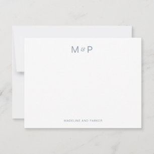 Elegant Dusty Blue Contemporary Ett par monogram Anteckningskort