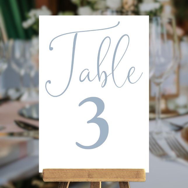 Elegant Dusty Blue - Enkelt stort Bordsnummer (Elegant Dusty Blue Simple Large Table Number)