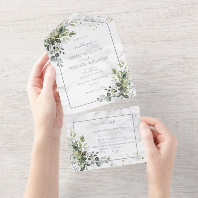 Elegant Dusty Blue Eucalyptus Greenery Marble (Avrivbar del)