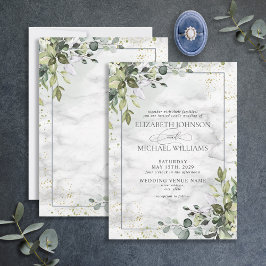 Elegant Dusty Blue Eucalyptus Greenery Marble Inbjudningar