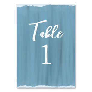 Elegant Dusty Blue Faux Glass Paskriven Bröllop Bordsnummer
