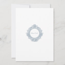 Elegant Dusty Blue Floral Border Wedding Invitatio Inbjudningar