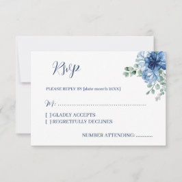 Elegant Dusty Blue Floral Eucalyptus Wedding OSA Kort