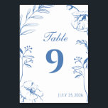 Elegant Dusty Blue Floral Line Art Wedding Bordsnummer<br><div class="desc">Guide your guests to their seats in style with this elegant dusty blue floral line art wedding table number card. Featuring delicate fine art botanical illustrations framing clean, modern typography, this design effortlessly brings a touch of timeless luxury and minimalist sophistication to your reception decor. Easily customize the table number...</div>