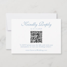 Elegant Dusty Blue Floral QR Code Wedding RSVP  OSA Kort