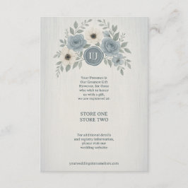 Elegant Dusty Blue Floral Wax Seal Wedding Tilläggskort