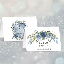 Elegant Dusty Blue Floral Wedding Table Place Card Bordsnummer