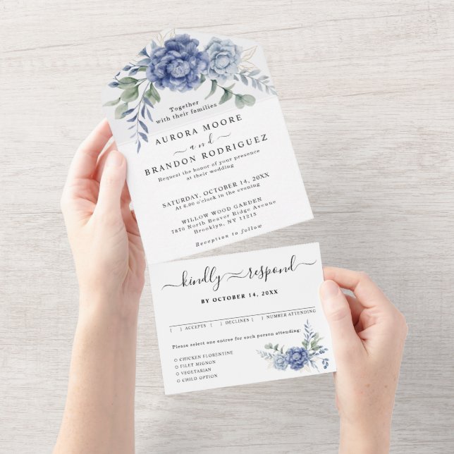 Elegant Dusty Blue Greenery Bröllop Supplies (Tearaway)