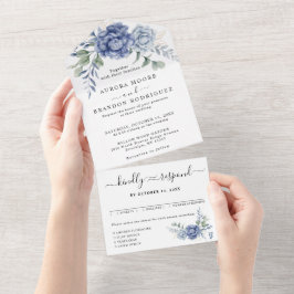 Elegant Dusty Blue Greenery Bröllop Supplies