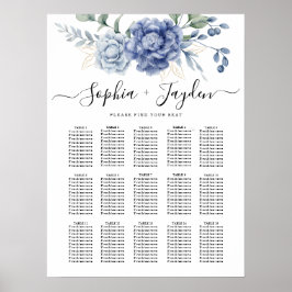 Elegant Dusty Blue Greenery Bröllop Supplies Poster