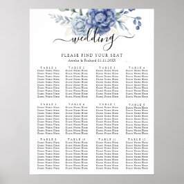 Elegant Dusty Blue Greenery Bröllop Supplies Poster