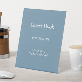 Elegant Dusty Blue Guest Bok Pedestal Sign