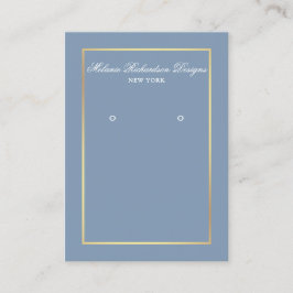 Elegant Dusty Blue Guld Earring Visning Card Visitkort