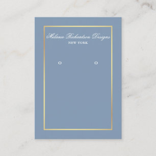 Elegant Dusty Blue Guld Earring Visning Card Visitkort