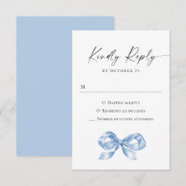 Elegant Dusty Blue Hand plockade Bow Bröllop OSA Kort