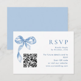 Elegant Dusty Blue Hand plockade Bow Bröllop OSA Kort