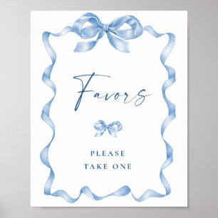 Elegant Dusty Blue Hand plockade Bow Möhippa Poster