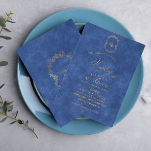 Elegant Dusty Blue / Handskrift Script Bröllop Inbjudningar