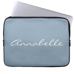 Elegant Dusty Blue Handskriftlig Namn-Anpassningsb Laptop Fodral