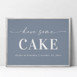 Elegant Dusty Blue har lite Cake Bröllop-tecken Poster