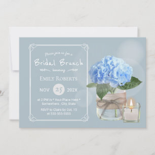 Elegant Dusty Blue Hydrangea Möhippa Brunch Inbjudningar