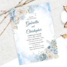 Elegant Dusty Blue Ivory Ro Flowers Bröllop