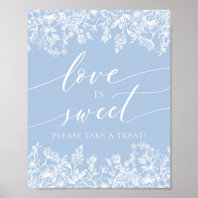 Elegant Dusty Blue Kärlek är Sweet Treat Favor Sig Poster (Framsidan)