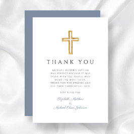 Elegant Dusty Blue Kor Boy Baptism Tack Kort