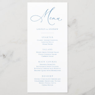 Elegant Dusty Blue Light Blue Minimalist Flat Menu Meny