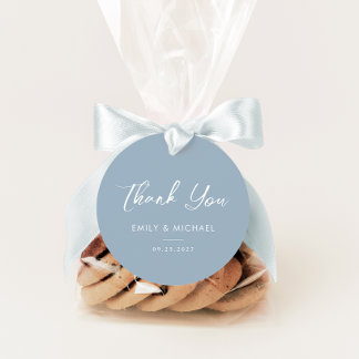 Elegant Dusty Blue Minimal Bröllop Tack Gåvor Etiketter
