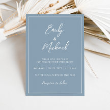 Elegant Dusty Blue Minimal Calligraphy Bröllop