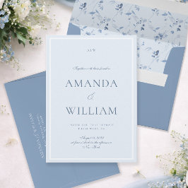Elegant Dusty Blue Minimal Wedding Invitation Inbjudningar
