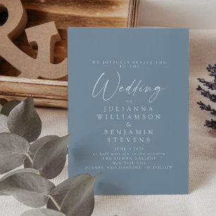 Elegant Dusty Blue Minimalist Bröllop Inbjudningar