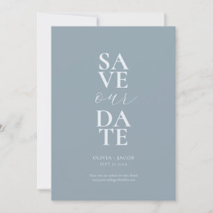 Elegant Dusty Blue Minimalist Bröllop Spara Datumet