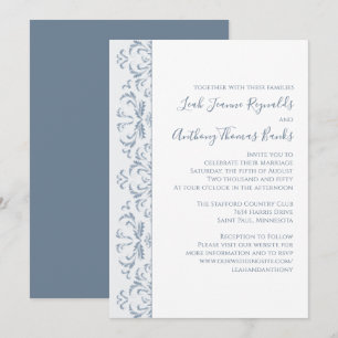 Elegant Dusty Blue Minimalist Classitional Filigre Inbjudningar