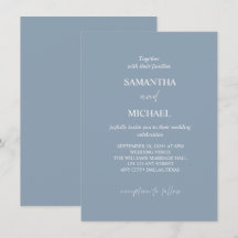 Elegant Dusty-Blue Minimalistisk Bröllopsinbjudan