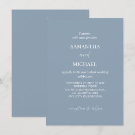 Elegant Dusty-Blue Minimalistisk Bröllopsinbjudan Inbjudningar