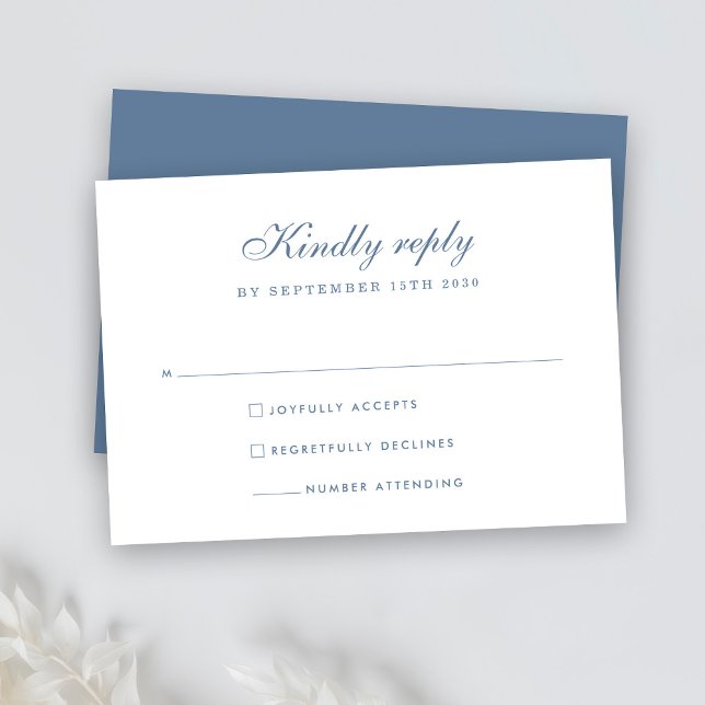 Elegant Dusty Blue Minimum Bröllop OSA Card Kort (Skapare uppladdad)
