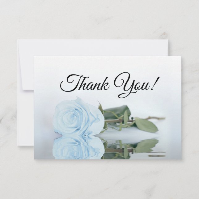 Elegant Dusty Blue Mirrored Rose Simple Wedding Tack Kort (Framsida)