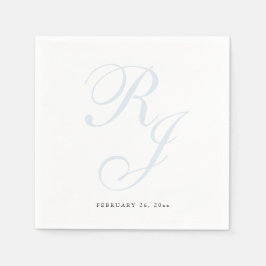Elegant Dusty Blue Monogram Bröllop Napkins Pappersservett